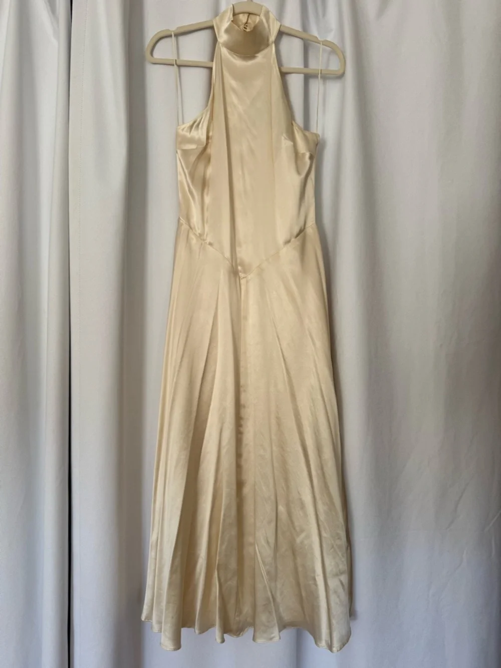 Reformation Ivory Satin Halter Maxi Dress - Picture 4 of 6